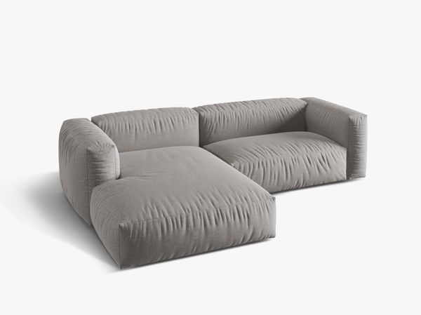 Micadoni Ecksofa Martina 2-Sitzer Links Strukturierter Stoff Hellgrau Bild 3