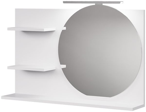 Spiegelregal Avena Weiß 80 x 50 cm mit 3 offenen Fächern Vicco