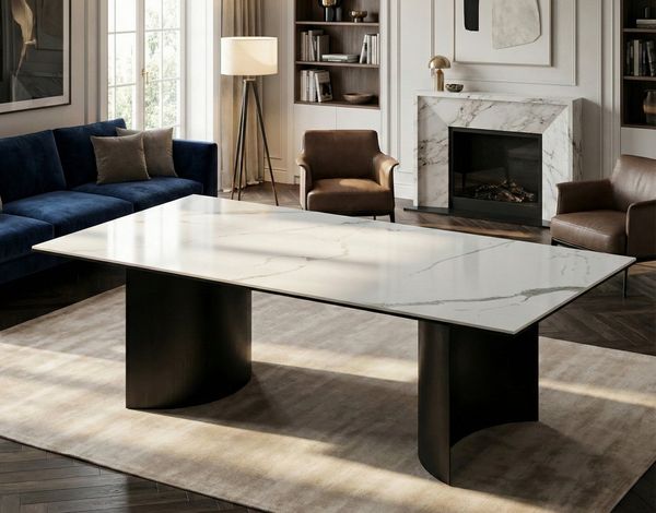alesvelt Couchtisch Verona edles Marmor Design weiß mit speziell gefertigten Tischbeinen (1-Tisch), 127 x 66 x 45 cm