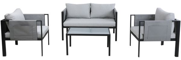 Sitzgruppe Sessel und 2-Sitzer inklusive Polster mit Couchtisch Metallgestell