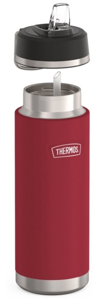 THERMOS Isolierflasche ICON WATER BOTTLE, Edelstahlkörper, spülmaschinenfest, 0,71l, 12h kalt, schappsicher mit einklappbarem Flip-Strohalm