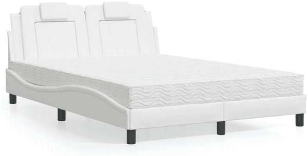 vidaXL Bett "Viana" mit Matratze Weiß 140x190 cm Kunstleder 3208790