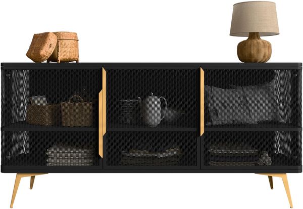Kommode Mirala 3D (Farbe: Schwarz + Gold)