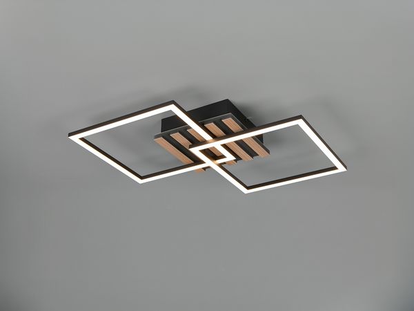 Große LED Deckenleuchte ZARO Schwarz flach quadratisch schwenkbar Breite 59,5cm