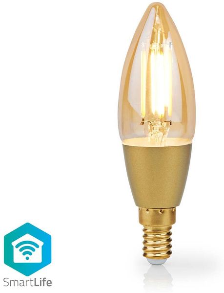 SmartLife LED Filament Lampe | Wi-Fi | E14 | 470 lm | 4.9 W | Warmweiss | 1800 - 3000 K | Glas | Android™ / IOS | Kerze | 1 Stück