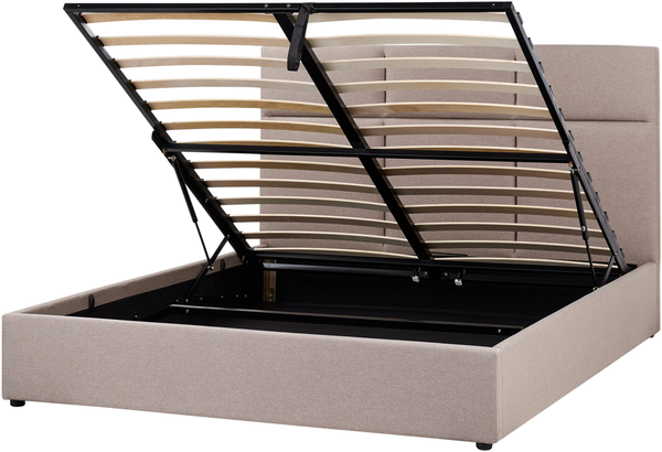 Bett mit Stauraum Stoff LAGORD 160 x 200 cm Taupe
