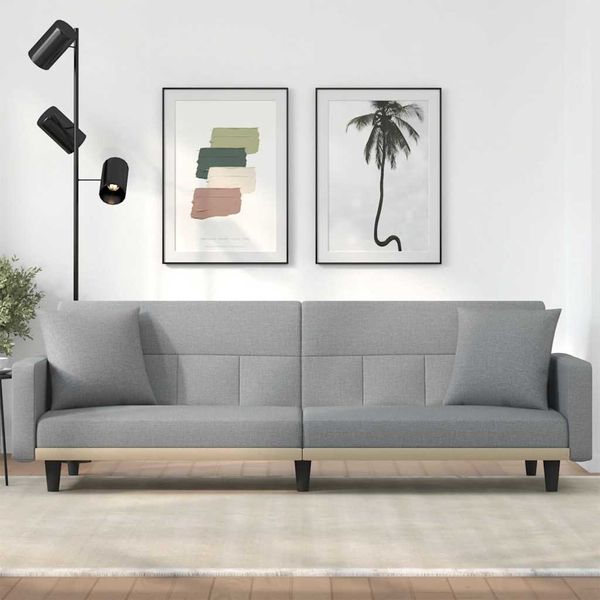 vidaXL Schlafsofa mit Kissen Hellgrau Stoff 351875