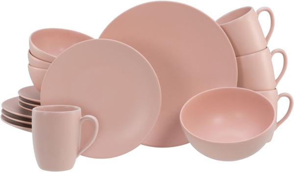 CreaTable, 21914, Serie Soft Touch Peach, 16-teiliges Geschirrset, Kombiservice aus Steinzeug, spülmaschinen- und mikrowellengeeignet, Qualitätsproduktion Bild 1
