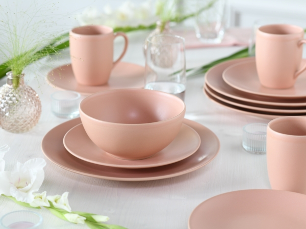 CreaTable, 21914, Serie Soft Touch Peach, 16-teiliges Geschirrset, Kombiservice aus Steinzeug, spülmaschinen- und mikrowellengeeignet, Qualitätsproduktion Bild 3