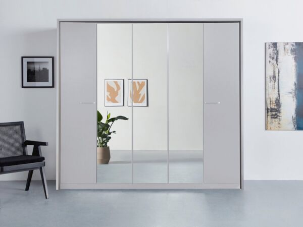 rauch Drehtürenschrank Kleiderschrank Schrank Garderobe Wäscheschrank Ankleide OTELI (erhältlich in Breiten 230/275 cm inkl. Innenschubladen und extra Böden) mit Mittelspiegel und Passepartout optional mit Beleuchtung