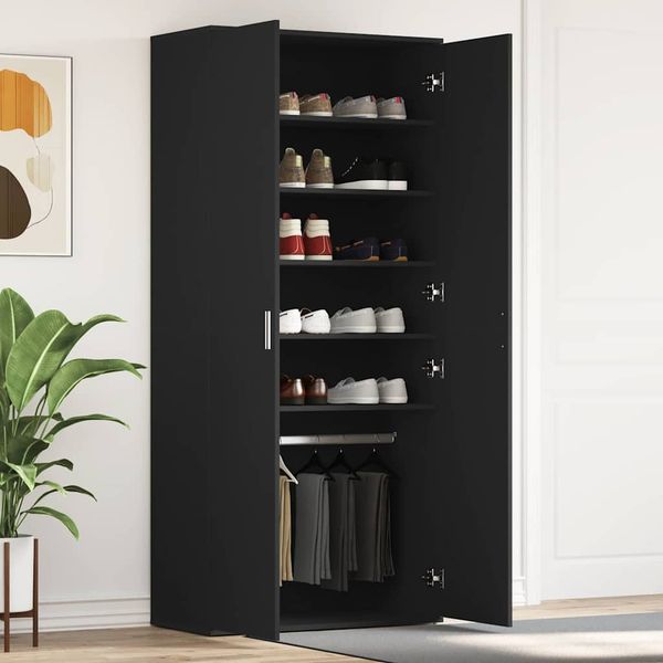 vidaXL Schuhschrank mit Regal Schwarz 80 x 39 x 178 cm Holzwerkstoff 3333867