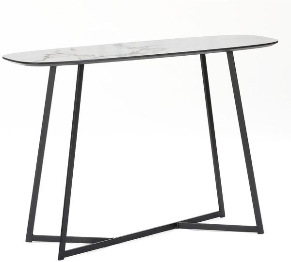 Design Konsolentisch TURIN 120cm weiss Marmor-Optik Konsole Metallgestell