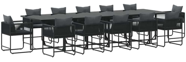 vidaXL Garten Essgruppe 13 pcs Schwarz Stahl 3335877