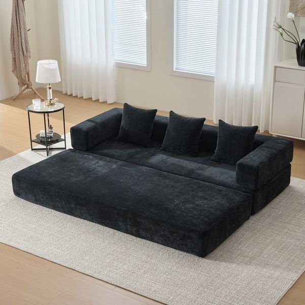 Odikalo 2-Sitzer Modulares Sofa Schlafsofa Schlafcouch Mehrfarbig, Modulares Chenille-Block-Sofa – superweich,frei kombinierbar Mit Seitentaschen für Stauraum und rutschfester Unterseite. Perfekt für Wohnzimmer, Spielbereich oder DIY – gestalten Sie Ih...