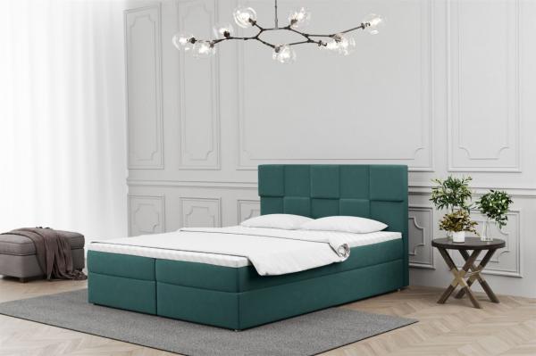 Boxspringbett Schlafzimmerbett JOLIE 120x200cm in Stoff Matt Velvet Grün