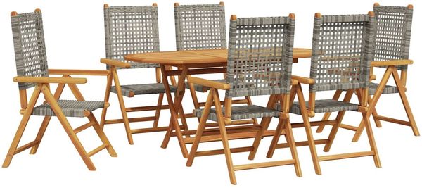 vidaXL Garten Essgruppe 7 pcs Grau Massivholz Akazie 3375733