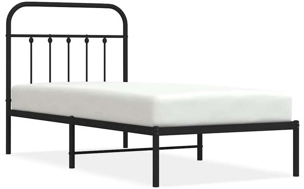 Einzelbettgestell Design für Erwachsene mit Kopfteil Metall Schwarz 90x190 cm d2786e