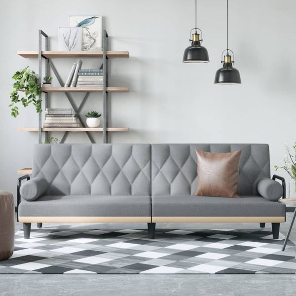 vidaXL Schlafsofa mit Armlehnen Hellgrau Stoff 351937