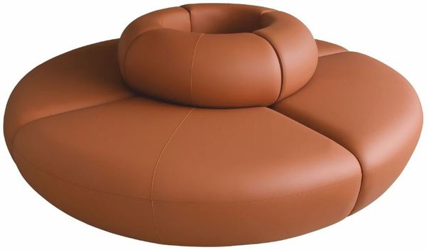 Casa Padrino Luxus Sofa Braun Ø 240 x H. 72 cm - Rundes Modulares Kunstleder Sofa