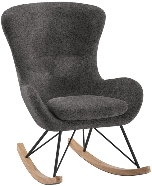 Schaukelstuhl 76 x 101 x 110 cm Bouclé Metall Buche Anthrazit Schwarz Natur
