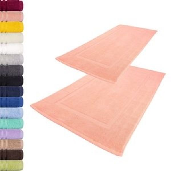 Lavea 2er Set Badematte 50x80 cm – rutschfeste, Waschbare Badematten aus 100% Baumwolle, Frottierserie Elena – Saugstark, Strapazierfähig und Zeitlos – Ideal für Badezimmer, Dusche - Pastellrosa Bild 6