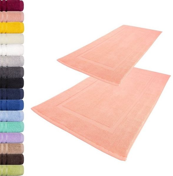 Lavea 2er Set Badematte 50x80 cm – rutschfeste, Waschbare Badematten aus 100% Baumwolle, Frottierserie Elena – Saugstark, Strapazierfähig und Zeitlos – Ideal für Badezimmer, Dusche - Pastellrosa Bild 4
