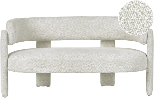 Sofa 2-Sitzer BUREA Chenillegewebe Cremeweiß