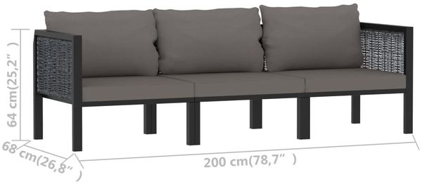 vidaXL 3-Sitzer-Sofa mit Auflage Anthrazit Poly Rattan 49400 Bild 9