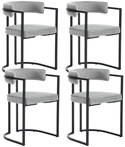 WAHSON OFFICE CHAIRS Esszimmerstuhl 2/4er Set Samt/Kunstleder/Kunstfell-Eckstühle, schwarze Metallbeine (4 St)