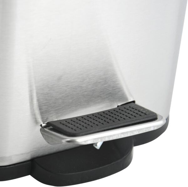 Spirella Kosmetikeimer 5 Liter Edelstahl mit Absenkautomatik und Inneneimer "Erik" Badezimmer Mülleimer Softclose Abfalleimer silber Bambus