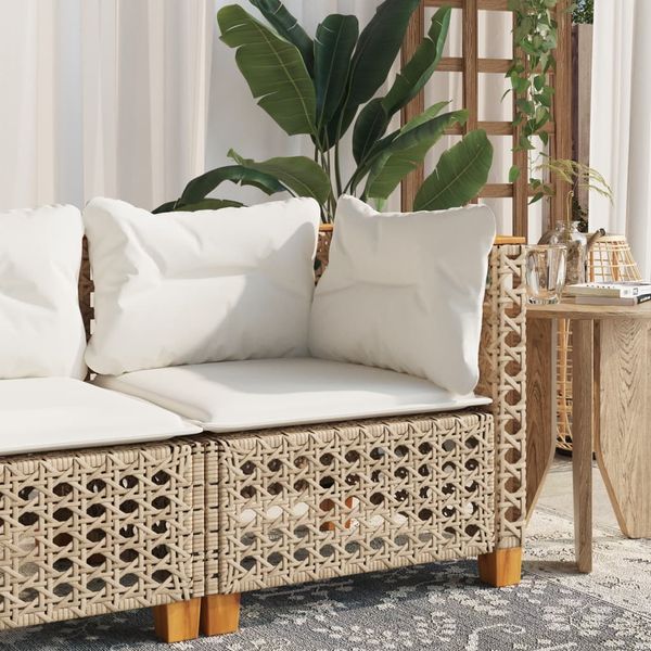 vidaXL Garten-Ecksofa mit Kissen Beige Poly Rattan 365925