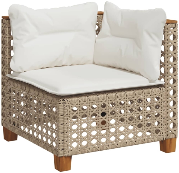 vidaXL Garten-Ecksofa mit Kissen Beige Poly Rattan 365925