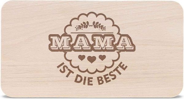 GRAVURZEILE Schneidebrett Frühstücksbrettchen Brotzeitbrett mit Gravur - Mama ist die Beste, Holz, (Kein Set), Geschenk für Mama zum Muttertag Geburtstag