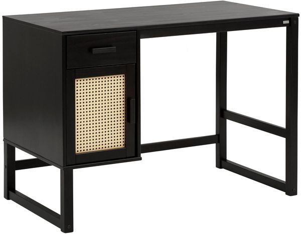 loft24 Schreibtisch Jenna, aus Massivholz mit Rattangeflecht, Breite 110 cm