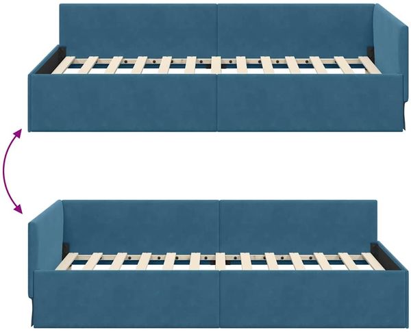 vidaXL Eckbettgestell mit Kopfteil Blau 100 cm x 200 cm Samt 42016090 Bild 9