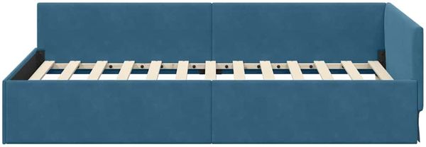 vidaXL Eckbettgestell mit Kopfteil Blau 100 cm x 200 cm Samt 42016090 Bild 5