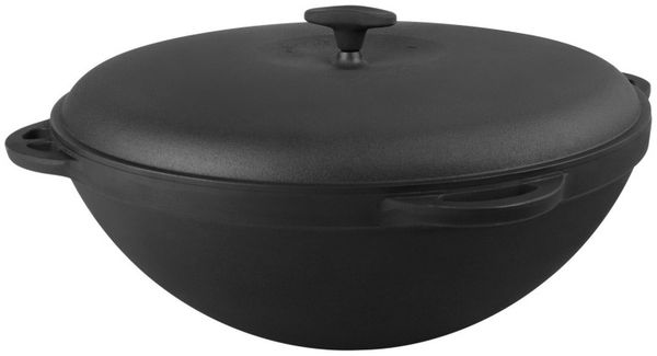 Gusseisen-Kasan 17 l mit Deckel – Ø 45 cm in Schwarz