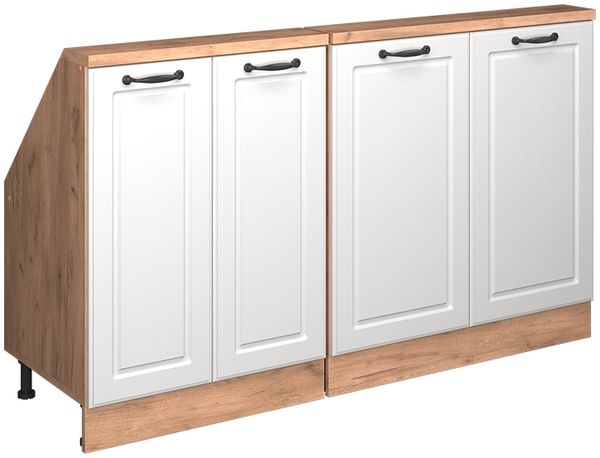 Dachschrägenschrank-Set Rion Weiß Landhaus/Goldkraft Eiche 2er Set Vicco