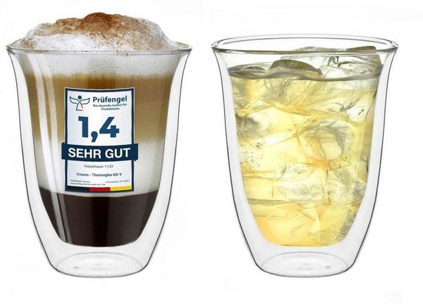 Creano Teeglas Thermoglas “DG-V” 2er-Set 400ml, Borosilikatglas, 2 Gläser