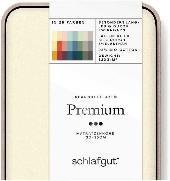 Schlafgut Spannbettlaken Premium, Gummizug: rundum, (1 Stück), Mako-Zwirn-Jersey, Yellow Light, L 140x200cm - 160x220cm Bild 2