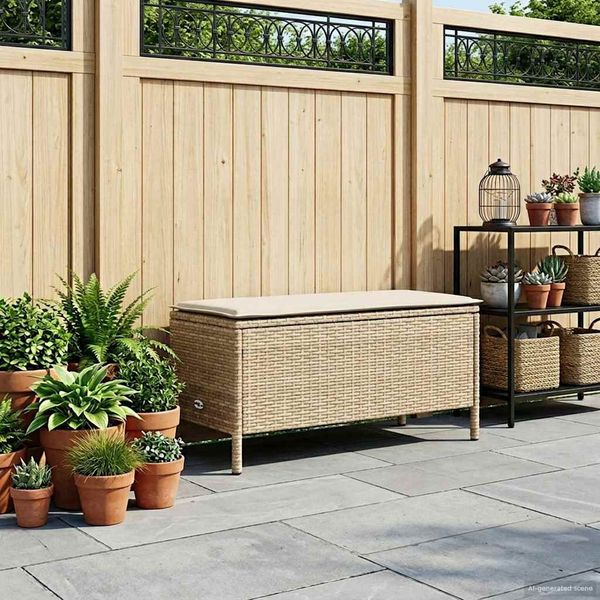 vidaXL Garten-Fußhocker Beige und Creme 80 x 38 x 42 cm PE-Rattan 42025401