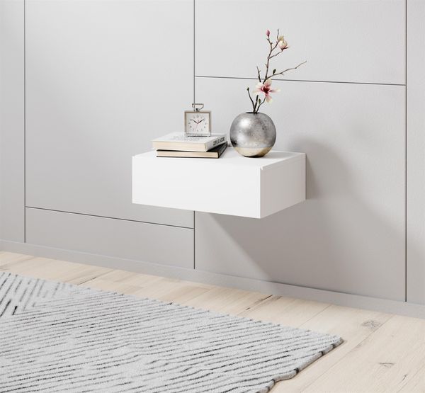 Nachtkommode >Thorben< in Weiß - 42x14x30cm (BxHxT)