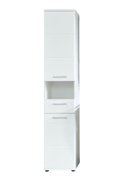 Badezimmer Hochschrank Monte in Hochglanz weiß 37 x 189 cm