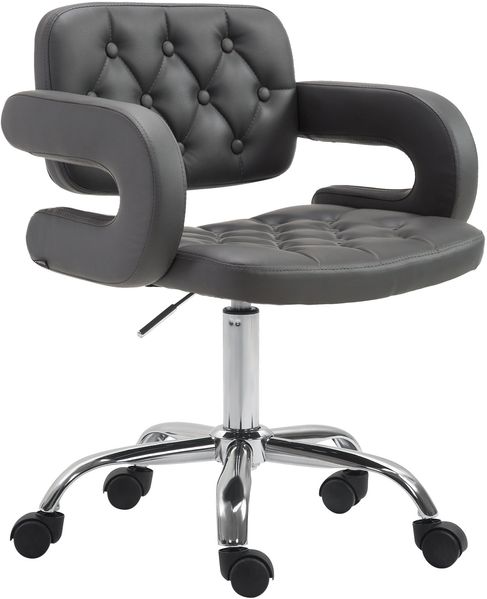 Arbeitshocker RIGA - 62x55x78cm, Kunstleder, Grau | Arbeitsstuhl Drehhocker Rollhocker Bürohocker