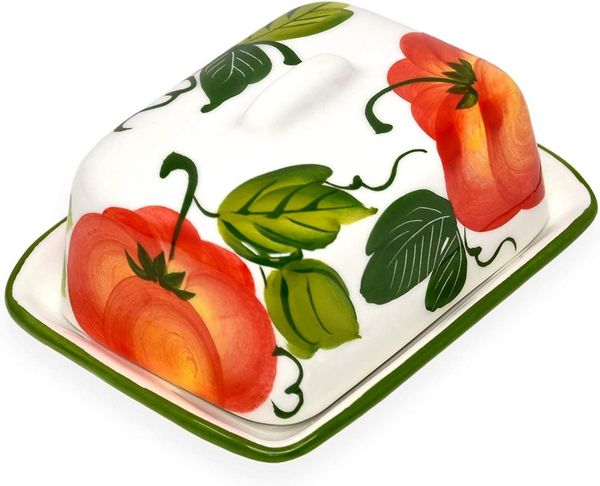 Lashuma Butterdose Tomate, Keramik, (1-tlg, 12 x 9 cm), italienische Butterschale für 125 g Butter
