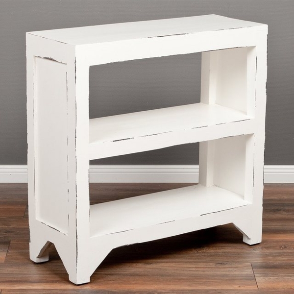 LebensWohnArt Regal Massivholz Regal REOL 75cm Antik-Weiß Mahagoni Bild 3