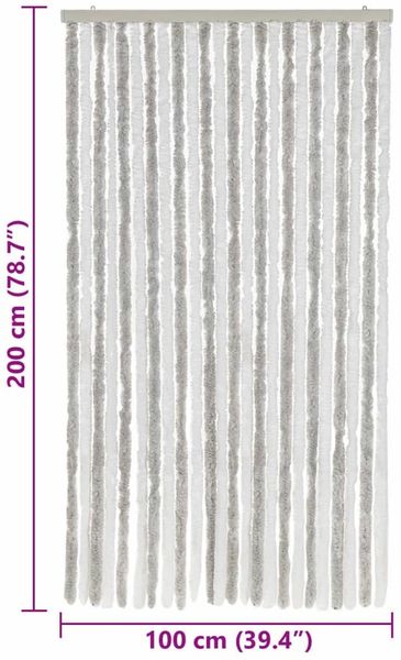 vidaXL Fliegenvorhang Hellgrau und Weiß 100x200 cm Chenille 377315 Bild 7