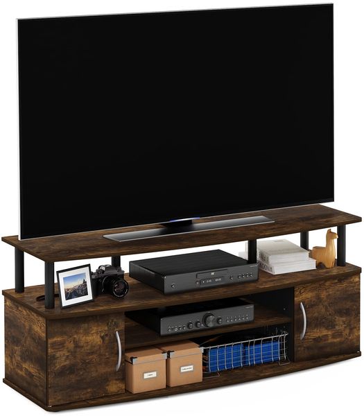 Furinno JAYA Großes Entertainment-Center für bis zu 55-Zoll-Fernseher, Amber Pine/Schwarz