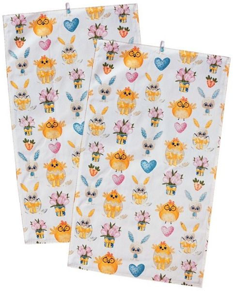 matches21 HOME & HOBBY Geschirrtuch Geschirrtücher kleine Küken Ostern 2er 40x70 cm Baumwolle, (2-tlg)