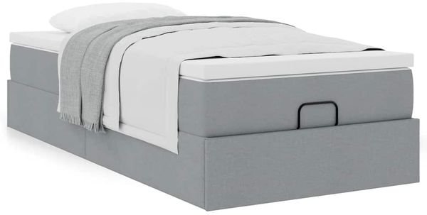 vidaXL Ottoman-Bett mit Matratze Hellgrau 80x200 cm Stoff 3311064 Bild 4